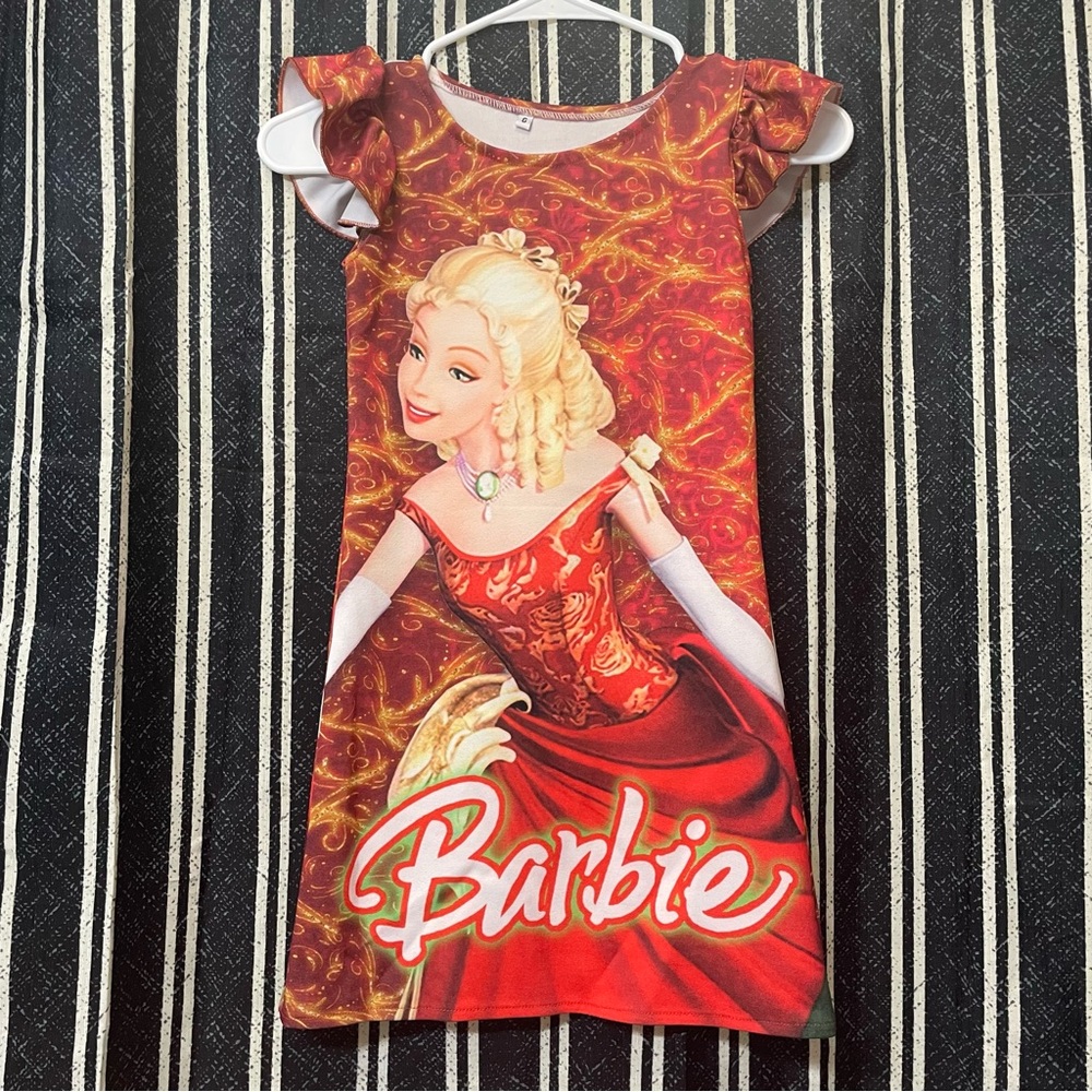 Barbie Kids Dress in Red and Gold